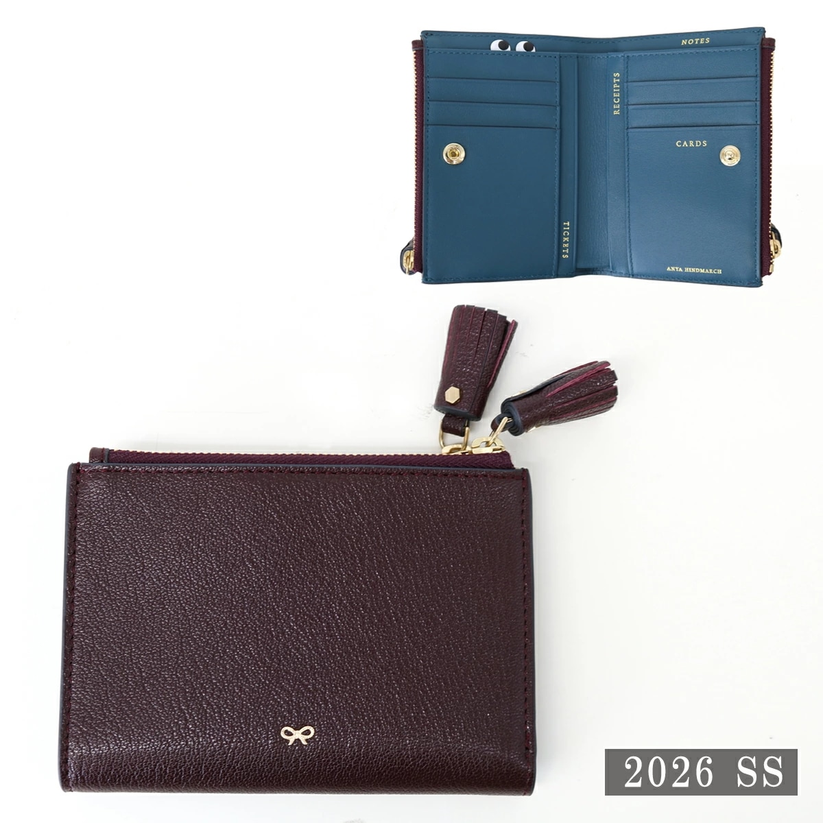 ANYA HINDMARCH アニヤハインドマーチ 5050925204873 Small Double Zip Wallet Peeping Eyes in Shiny Capra スモールダブル