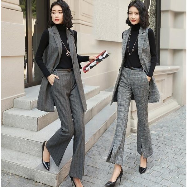 目玉品超人気レディースベストパンツ203040事務服フォーマル細身シルエット制服OLビジネス入学式卒業式通勤