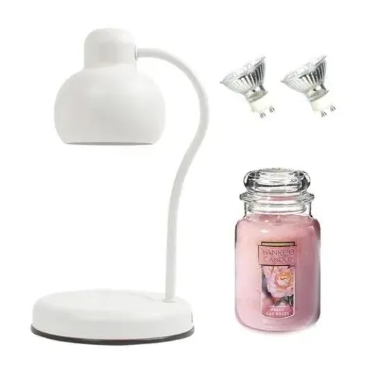 ラージジャフレッシュカットローズ+ソダムキャンドルホワイトウォーマー