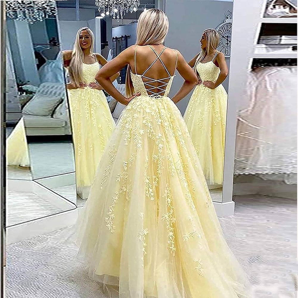 スパゲッティストラッププロムイブニングドレスロングルレースアップリケレディースパーティープロムドレスワンピースドレスその他 ワンピースドレス