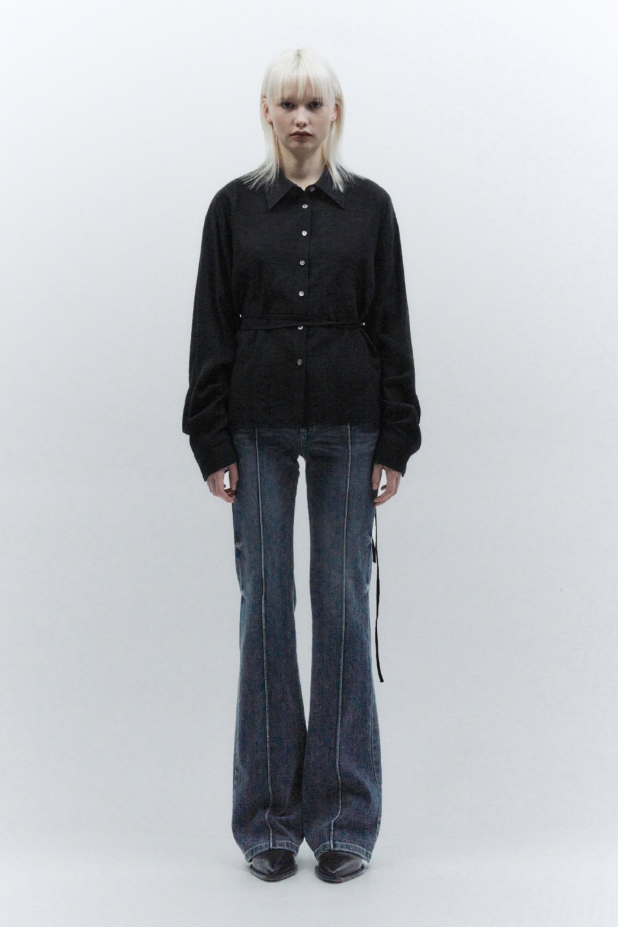 【INSILENCE】 SOFT WRAP SHIRT : BLACK