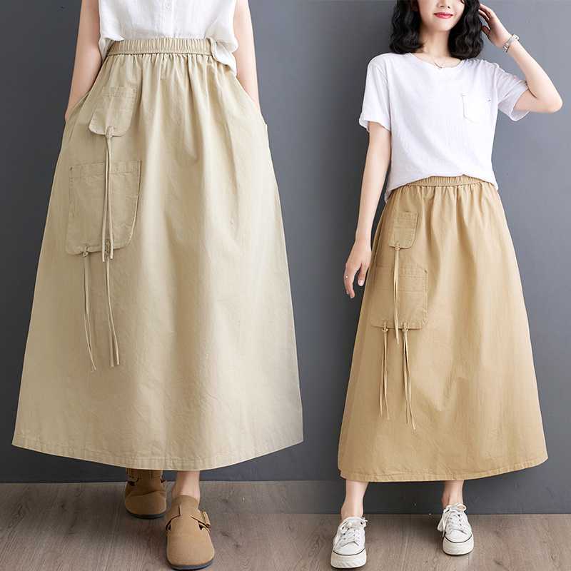 「ファットガール」 2024夏今週の割引は 25% オフです新品 レトロ ロングスカート 無地 Aライン ハイウエスト 大きいサイズ 体型カバー レディース スカート メガ割