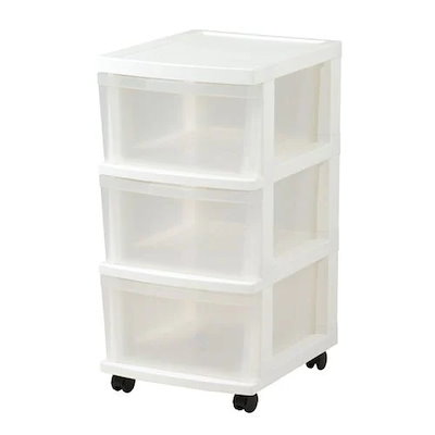 他サイト： JEJアステージ 収納チェスト エミングFT 3段 幅34×奥行42×高さ68cm キャスター付き ホワイトの商品画像