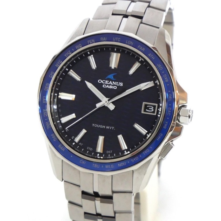 カシオ Casio 腕時計 Manta S400 Series タフソーラー OCW-S400-2AJF ブルー チタン 【中古】(65424)
