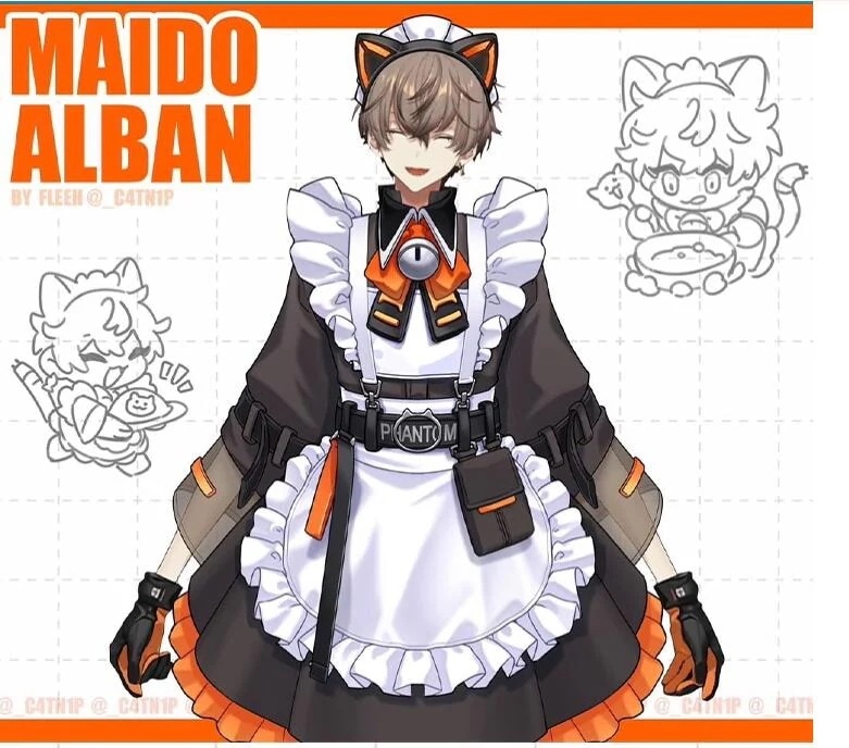 在庫品 バーチャルライバー Alban Knox VTuber アルバーン ノックス コスプレ メイド服 コスチューム 文化祭 学園祭 ハロウィン