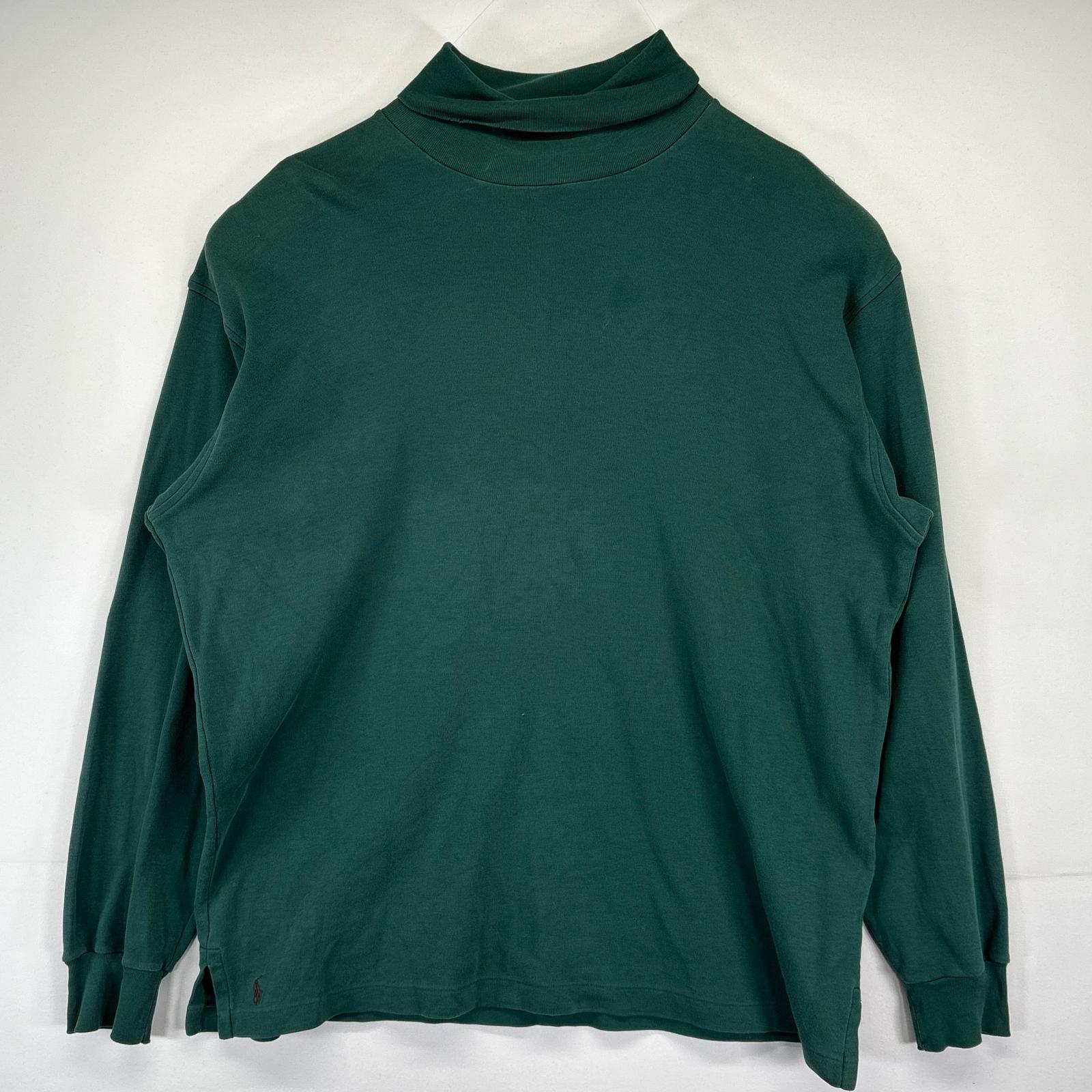 古着 90s/90年代 ポロバイラルフローレン Polo by Ralph Lauren 長袖Tシャツ タートルネック スウェット 裾ポニー L グリーン メンズ