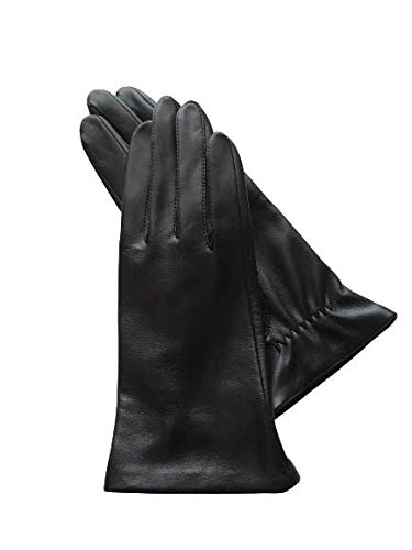[NAKATA GLOVE] 日本製 羊革手袋 国産抗菌革手袋 スマホ対応 婦人用 黒 タッチパネル対応 裏生地（キュプラ100％）国産羊革 抗菌 防臭 秋冬用 自分用 贈り物