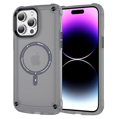 Kuoyida iPhone13 Pro 用ケース 磁気センサーリング搭載 Magsafe対応 マグネットケース 米軍MIL規格 超耐衝撃 四角気嚢 半透明 サラサラ手触り 傷に強い背面 クリア 黄変