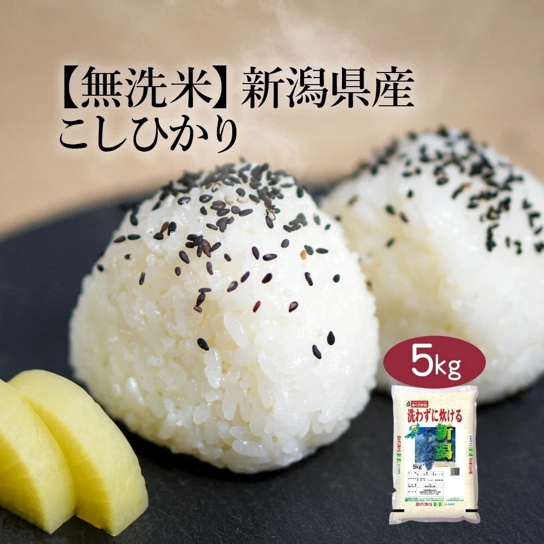 無洗米 米 新潟県産 こしひかり 5kg 令和6年産 お米 こめ 5キロ 安い おこめ 白米 国産 食品 ギフト 引っ越し 挨拶 内祝い お歳暮 結婚 快気 送料無料 おくさま印
