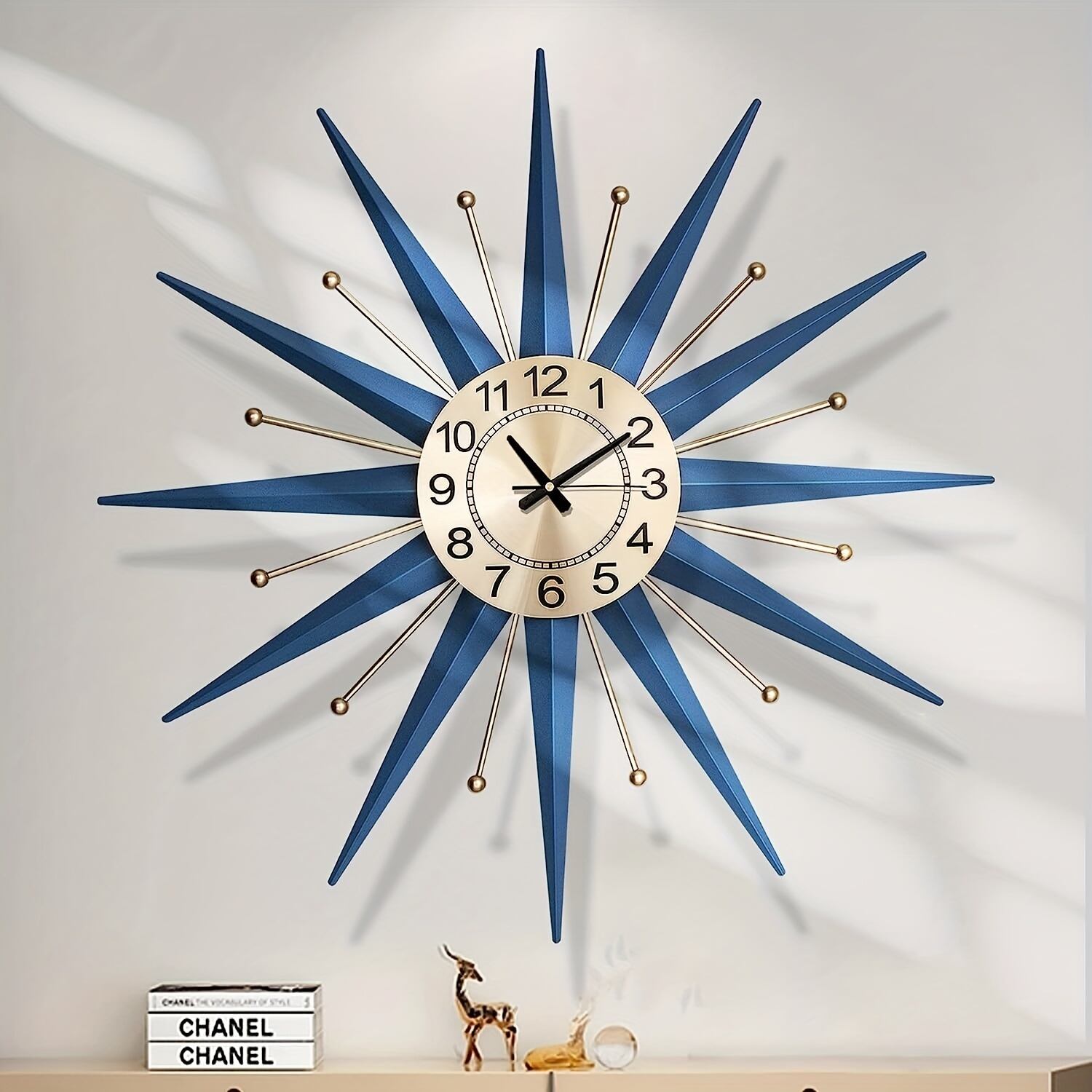 掛け時計 壁掛け アナログ リビング ダイニング 50cm 青 ブルー 見やすい文字盤 柱時計 装飾 インテリア 存在感 エントランス