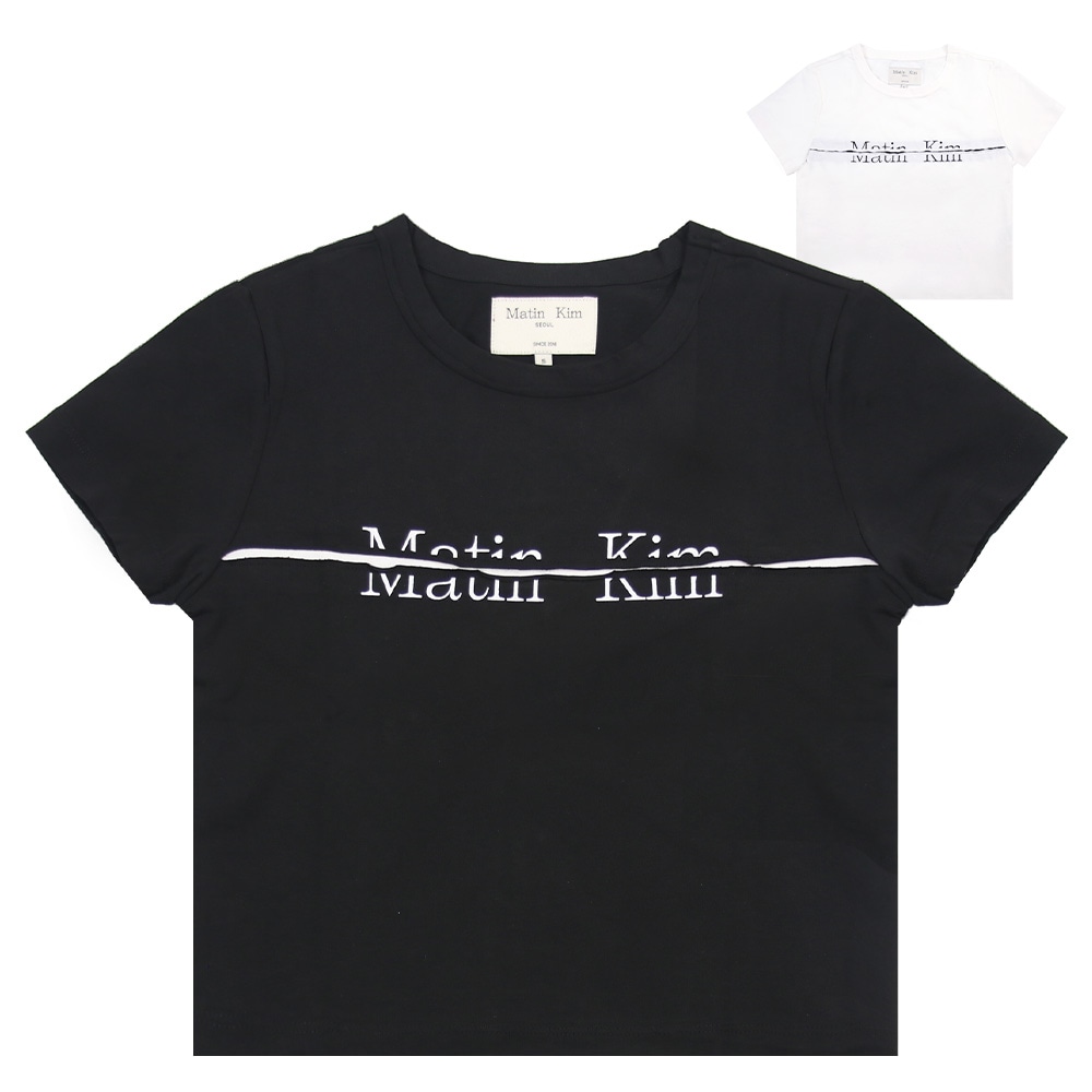 Tシャツ LOGO CUTTED CROP TOP 半袖 レディース 韓国 ファッション アパレル クロップド丈 スリムサイズ