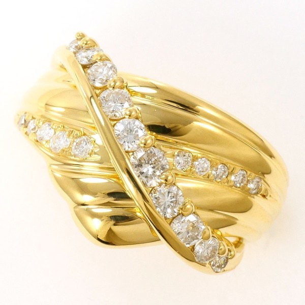 K18 18金 YG リング 指輪 8号 ダイヤ 0.52 カード鑑別書 ジュエリー 中古