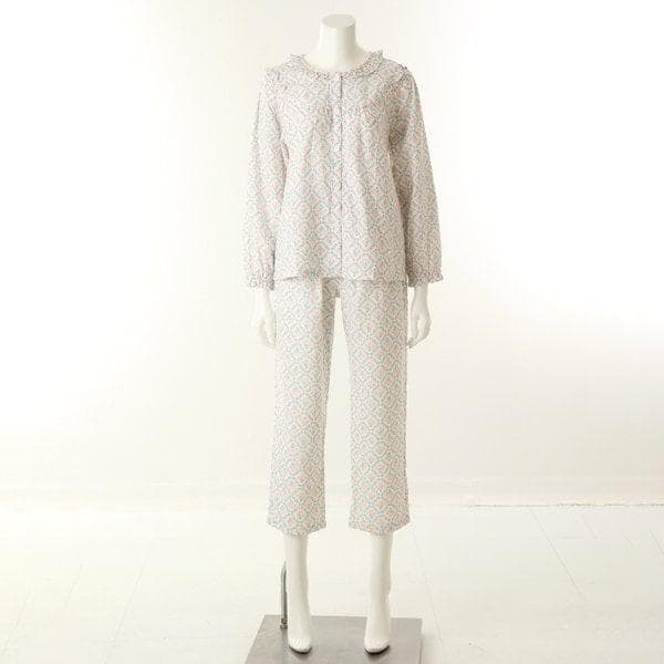 [] AW 春秋の綿二重織素材 華やかなカラーのひし形花柄 女性パジャマ(VPA4554W)