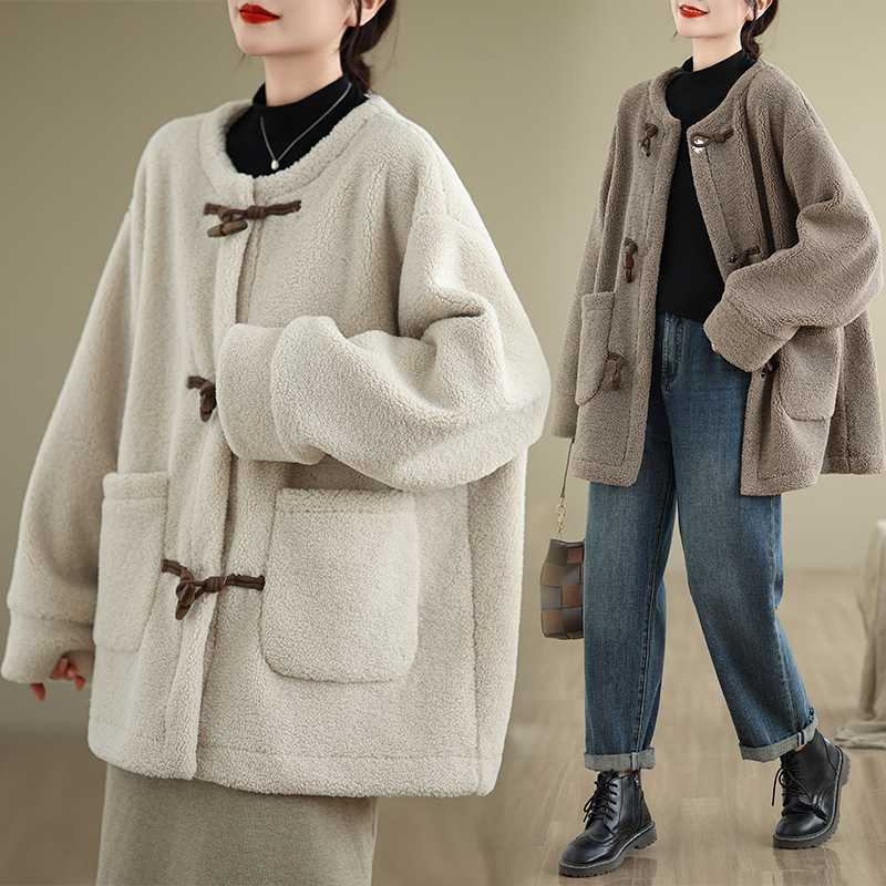 ボア コート アウター レディース 2025冬新品 ジャケット ノーカラー 大きいサイズ 「ファットガール」 体型ーカバー メガ割