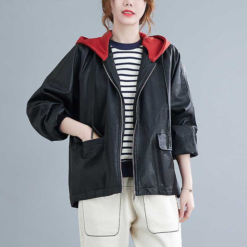 「ファットガール」 2024秋冬新品 PUレザー ジャケット 裏起毛 フード付き 大きいサイズ 体型カバー レディース パーカー アウター メガ割30%までに制限