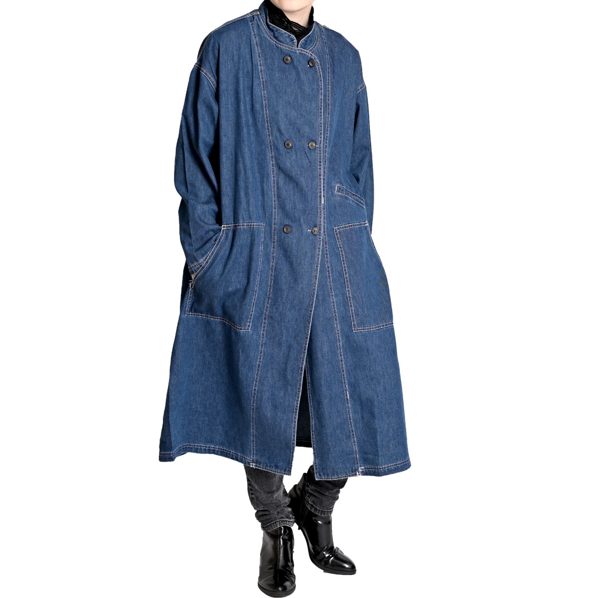 デニムコート ロング コート ジャケット アウター デニム メンズ レディース デニムロングジャケット 羽織 秋 冬 辛口デザインと抜け感の丁度いいバランスデニムロングコート ライトアウター デニム