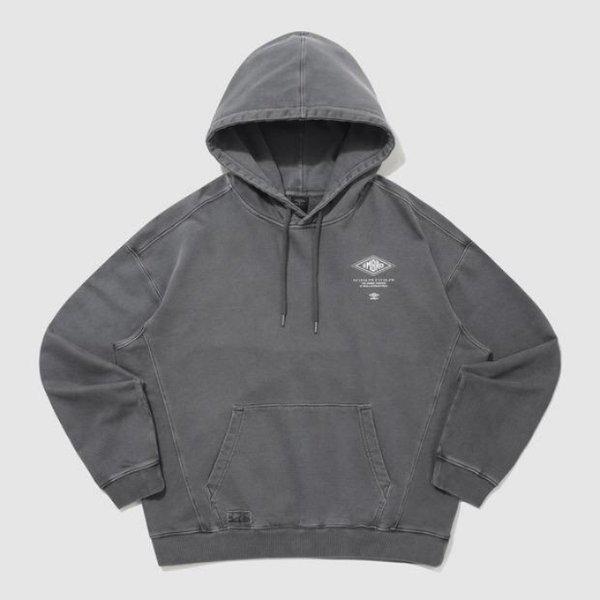 M フード付き CQK UQ121CHD11-DCH ウェイファインダー ガーメントダイ フード付きTシャツ / ダークチャコール