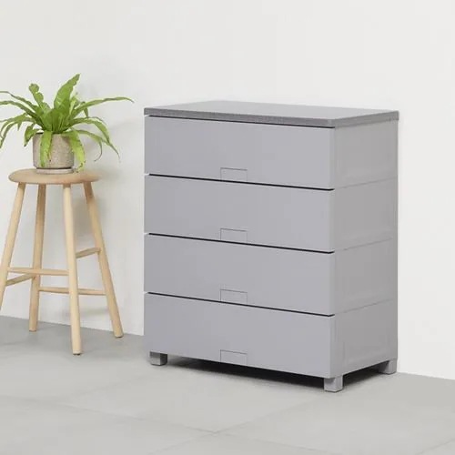 【期間限定大特価】天馬 Fits フィッツチェスト フルフラット 7504 幅75cm 4段 ロック付き スムーズな引出し 収納 タンス 完成品 グレー