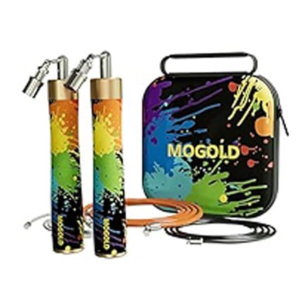 MOGOLD プロフェッショナル 3 ロープセット 屋内フィットネストレーニング用 ミックスカラー アルミニウム合金 ジャンプロープ MMA用 アンチャージド