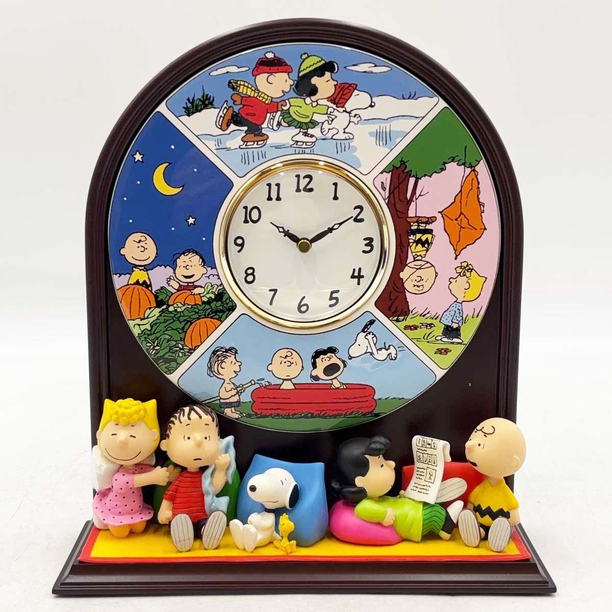 【中古・未使用品】DANBURY MINT ダンバリーミント スヌーピー フィギュア付き 四季の置き時計 PEANUTS ピーナッツ