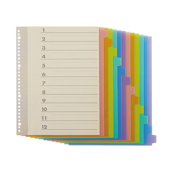 （まとめ） TANOSEE インデックス（PP）A4タテ 2430穴 12山1組 1パック 30セット