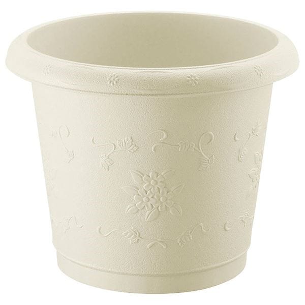 （まとめ）筒型 プランター/植木鉢 [アイボリー 32型] 丸型 ガーデニング用品 園芸 [x24]