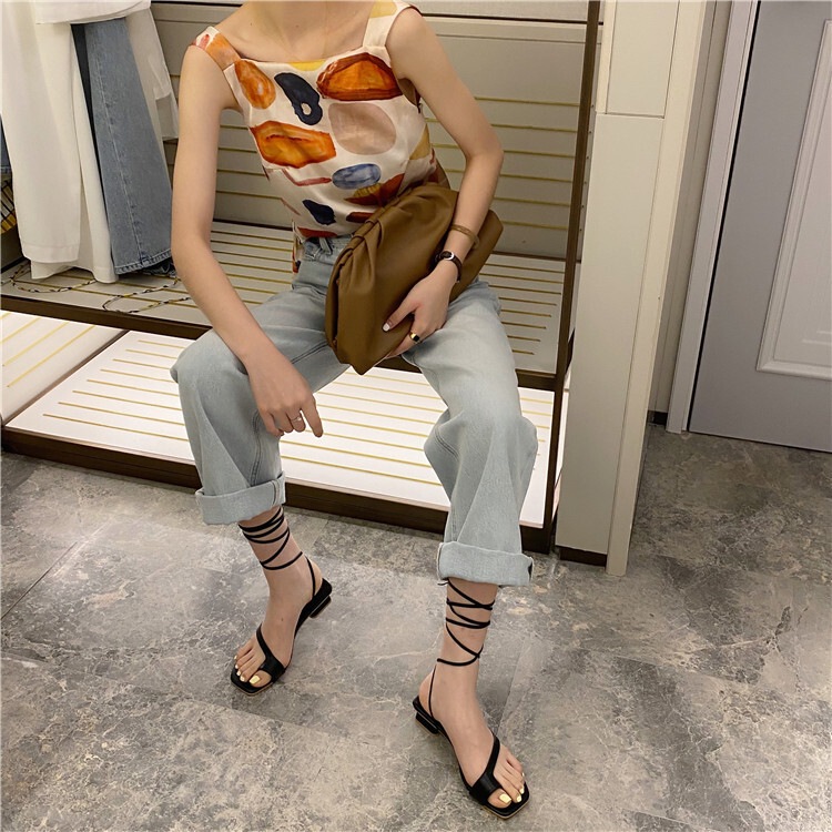 サンダル 1cmヒール 痛くない 歩きやすい トングサンダル 編み上げ 革 PU 無地 春 夏 秋