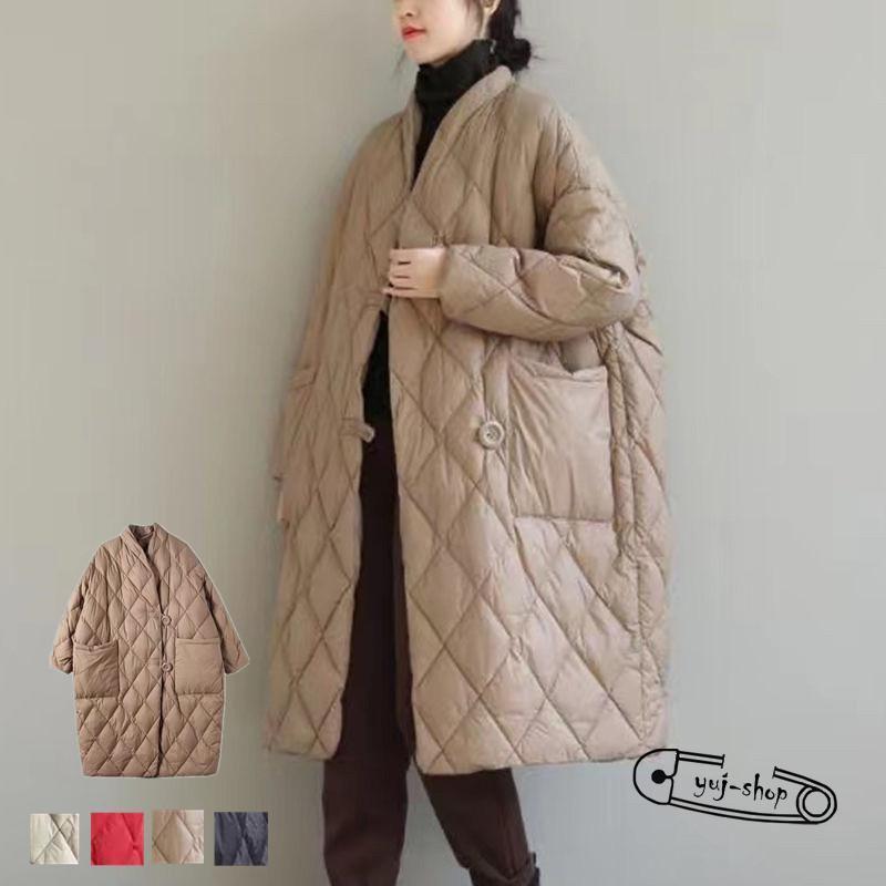 超目玉新品 キルティングコート ロングコート レディース アウター 防寒 ダウン 中綿 秋 冬アウター 長袖 冬服 立てネック キルティングジャケット 大きめ ゆったり