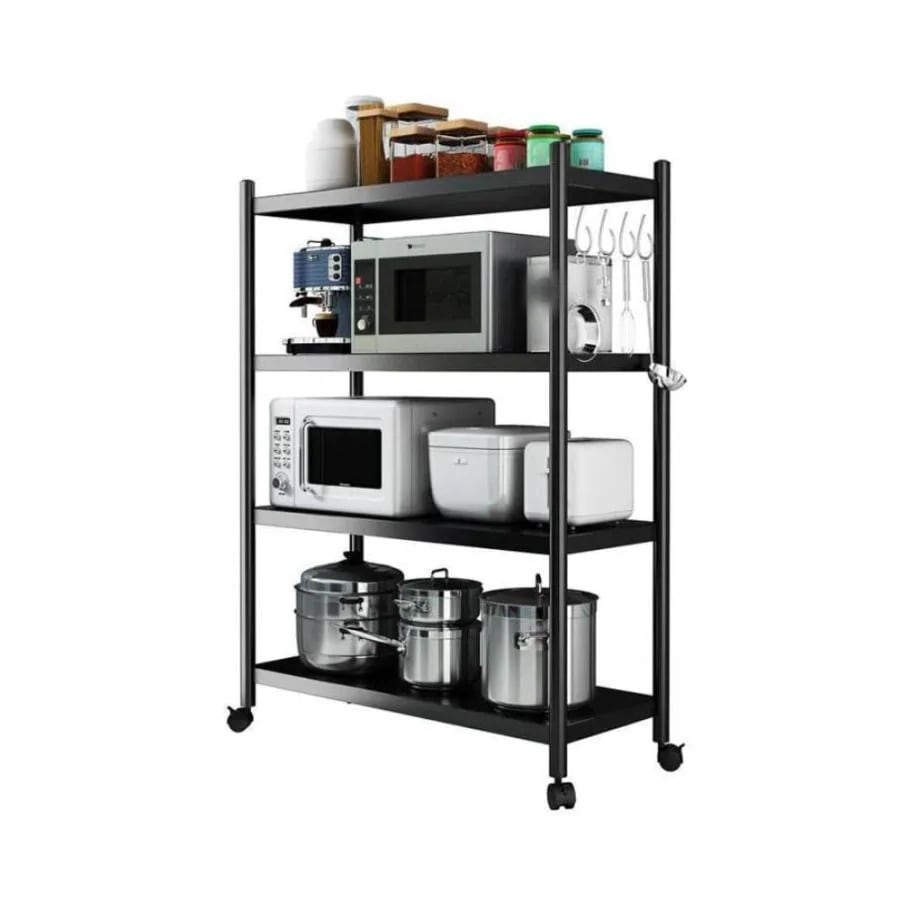 lcgキャスター付き キッチンラック 4段 電子レンジ台 大型 レンジラック レンジワゴン レンジボード 炊飯器 食器棚 収納棚 シェルフ スリム 隙間収納 オープンラッ迅速な出荷