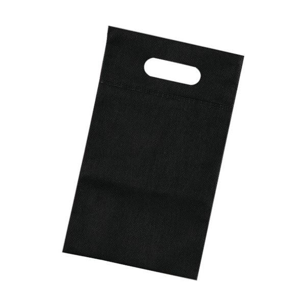 （まとめ）不織布小判抜き手提げバッグ S ブラック THKB-S-BK 1パック（10枚）[x10]