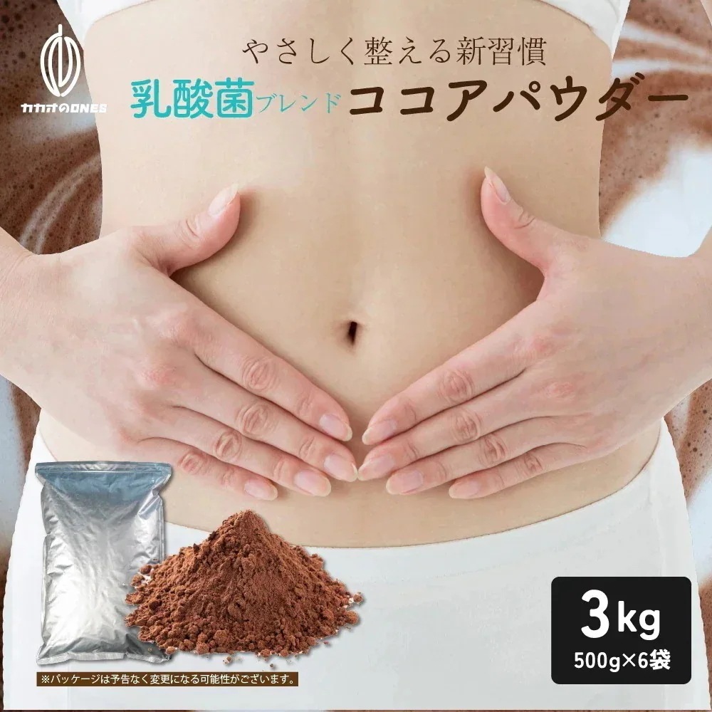 乳酸菌ブレンドココアパウダー 3kg(500g×6) 純ココア ココアココア 砂糖不使用 無添加 香料不使用 パウダー カカオ 大容量 お徳用 製菓 製パン お菓子作り