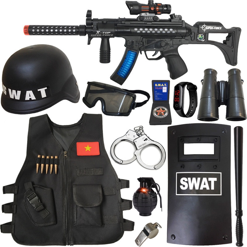 子供用おもちゃリトルポリスセットswatボーイソフト弾丸突撃シミュレーション機器のフルセット