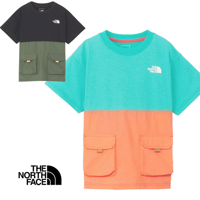 ザ・ノース・フェイス Tシャツ キッズ NTJ32433 アドベンチャーティー 半袖 男の子 ポケット付き 女の子 はっ水 クルーネック 収納 子供服 トップス ジュニア アウトドア キャンプ カーキ