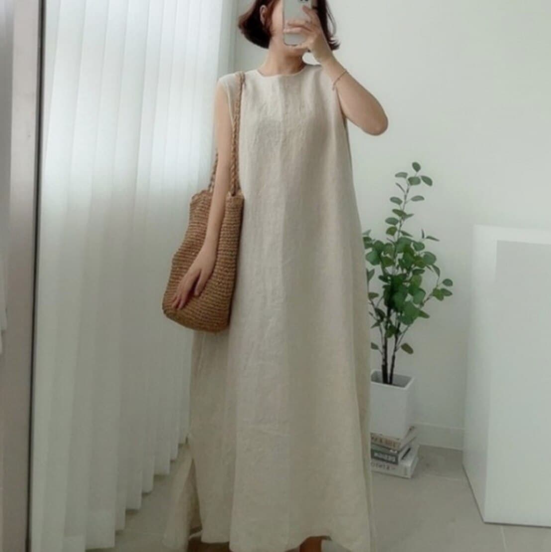 ワンピース セミフレア ロング ミモレ ノースリーブ クルーネック ストレート Iライン かわいい 大人可愛い シンプル カジュアル ラフ こなれ感 無地 ママ デート 学生 オフィス なんもない 5,433円