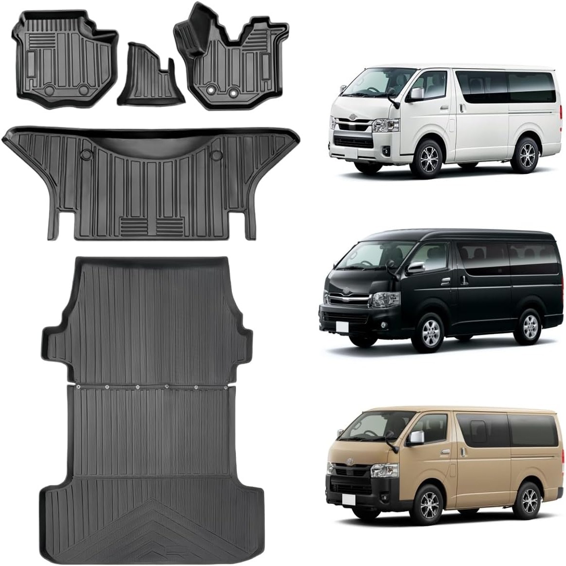 ヨタ ハイエース200系 フロアーマット＆ラゲッジマット防水 TRH KDH 2系1/2/3/4/5/6型専用設計 TPE素材フロアー マット防水・滑り止め3 D立体製造 専用フロアマット