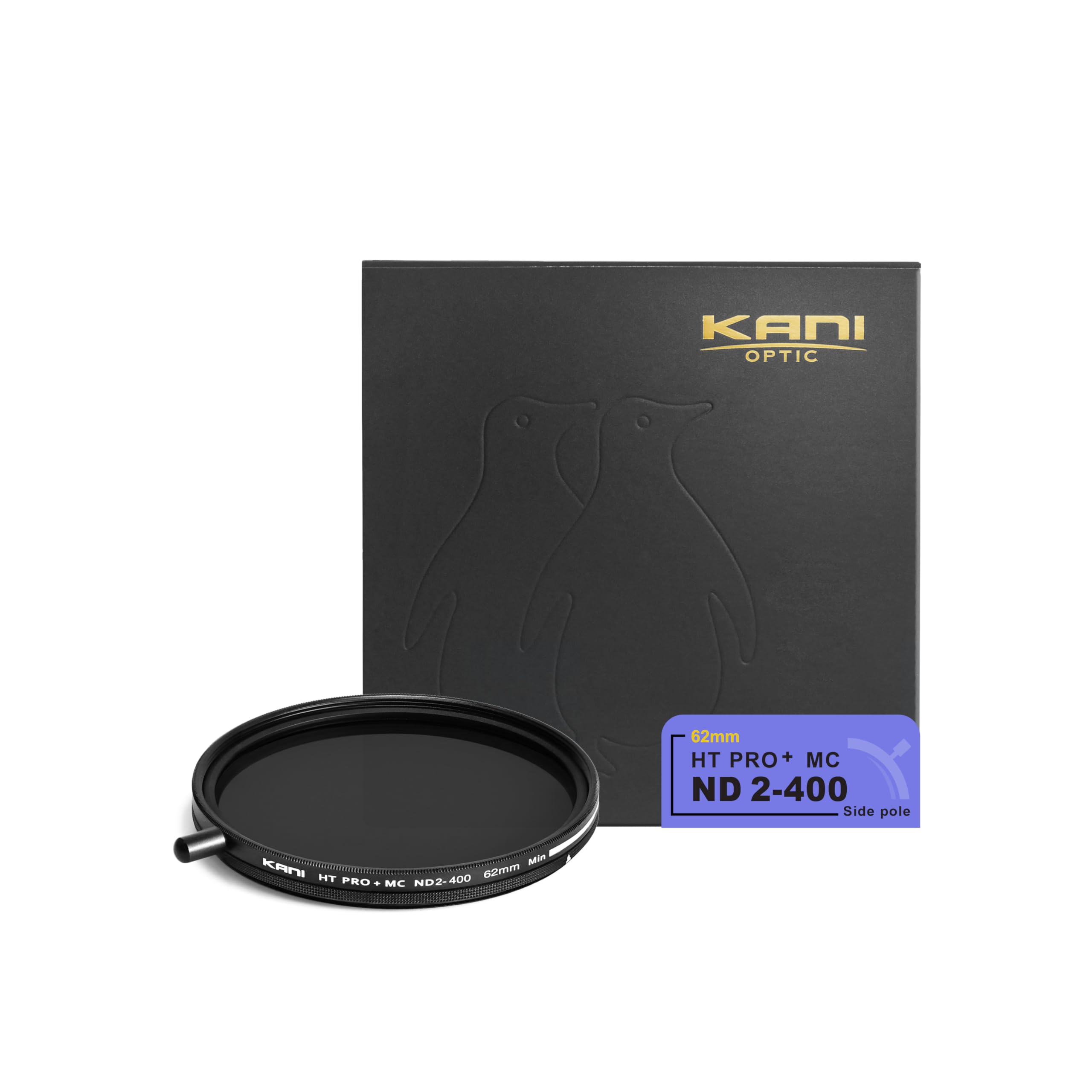 KANI 62mm 可変NDフィルター HT PRO+ MC ND2-400 減光効果最大8 2/3絞り分 着脱式調整用ノブ付 高濃度時X状ムラ抑制 低反射 撥水 撥油 防汚 ナノコーティング 809
