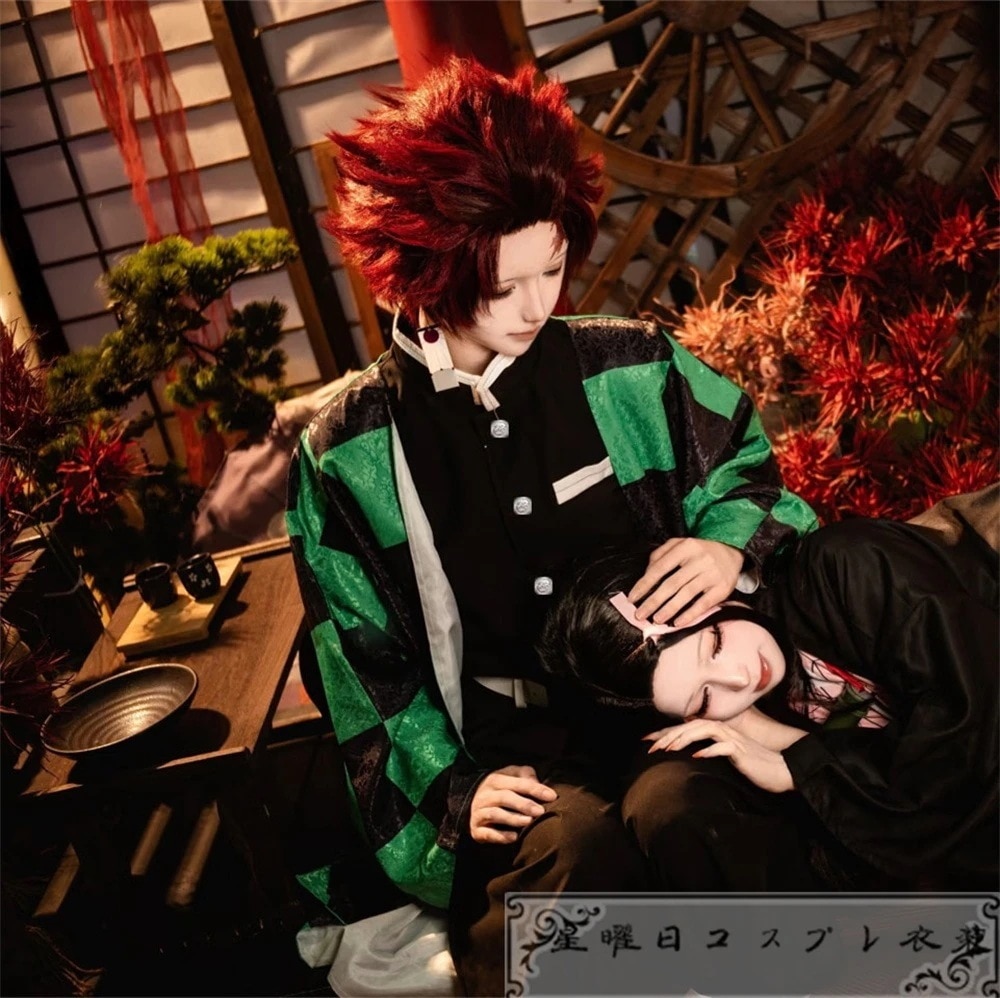 342026新品推奨 全面改良 暗紋付き 竈門炭治郎 鬼殺隊制服 コスプレ衣装 コスチューム