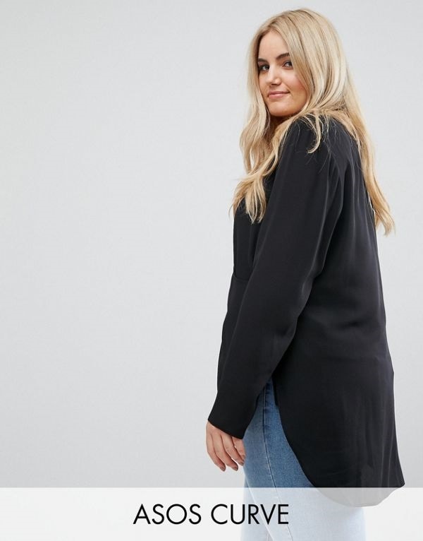 ASOS エイソス レディース 大きめサイズ ゆったりサイズ 送料無料 Black CURVE Clean Wrap Dip Back Top