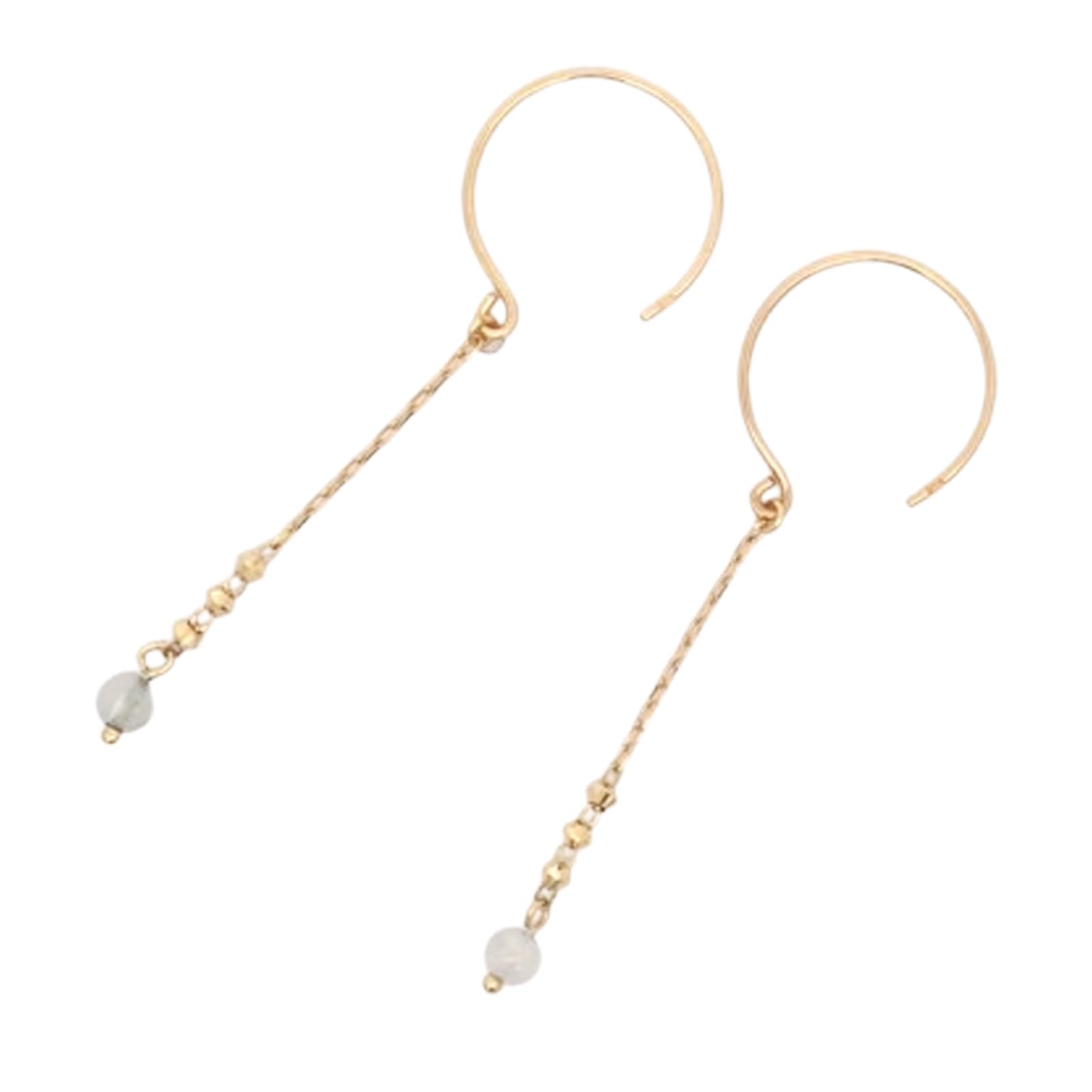 ローズクォーツ ラインフックピアス K10イエローゴールド