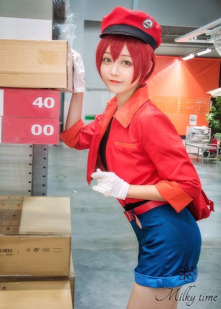 ウィッグ付 はたらく細胞 赤血球 風 コスプレ 衣装