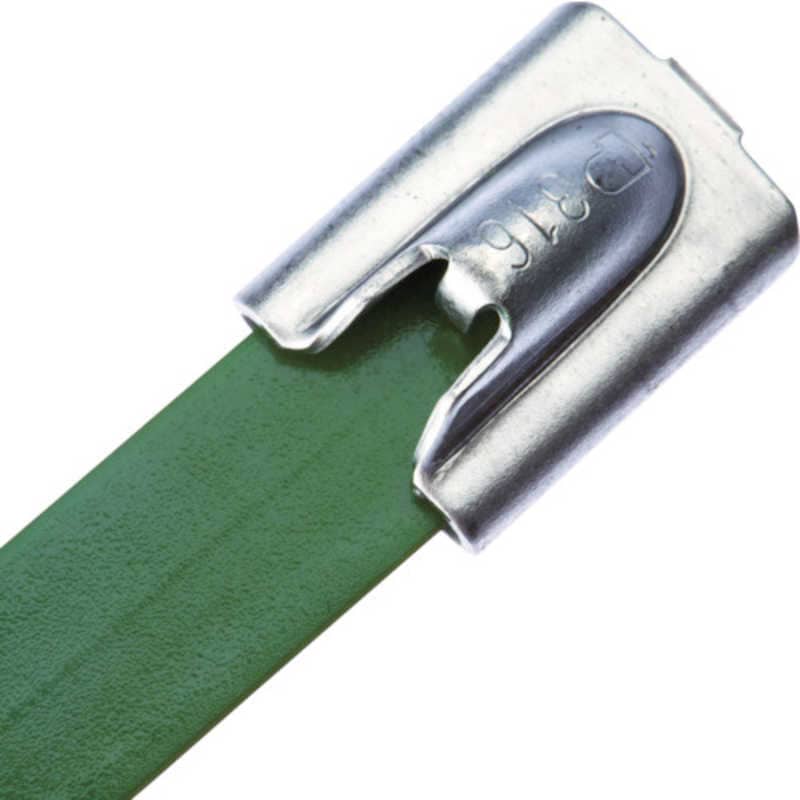 パンドウイット　フルコーティングステンレススチールバンド 緑　MLTFC4HLP316GR (1袋50本)