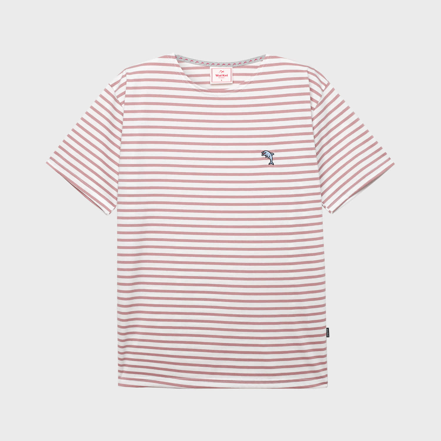 Dolphin stripe boat neck half sleeve t shirts PINK
