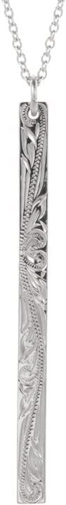 Piena ピエナサージカルステンレス316L ハワイアンジュエリー ロング バー 槌目 リバーシブル スクロール ネックレス シルバー 45cm(シルバー 45cm)