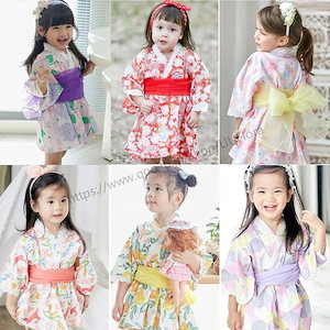 【メガ割 】子供 浴衣 セパレート キッズ 浴衣ドレス 子供服 子ども服 キッズ カラバリ 女の子 服と花とリボン