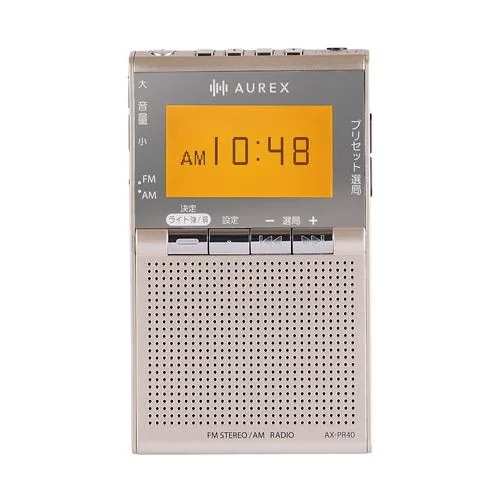 東芝 AX-PR40(N) ポケットラジオ AUREX(オーレックス) 漢字対応液晶パネル搭載 LEDライト付 サテンゴールド