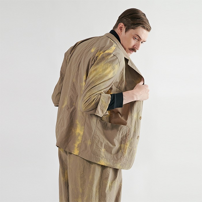 [送料無料]スミスアもーオリエンタルタイダイウインドブレーザーベージュ