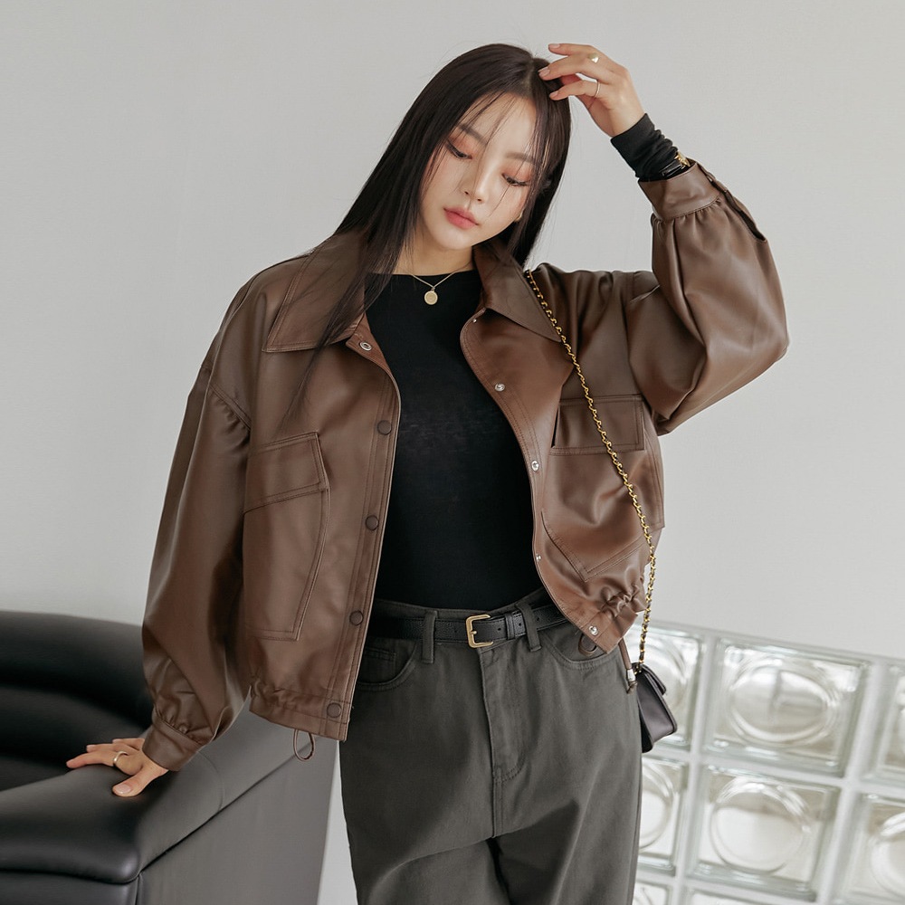 裾ドロストエコレザーブルゾン