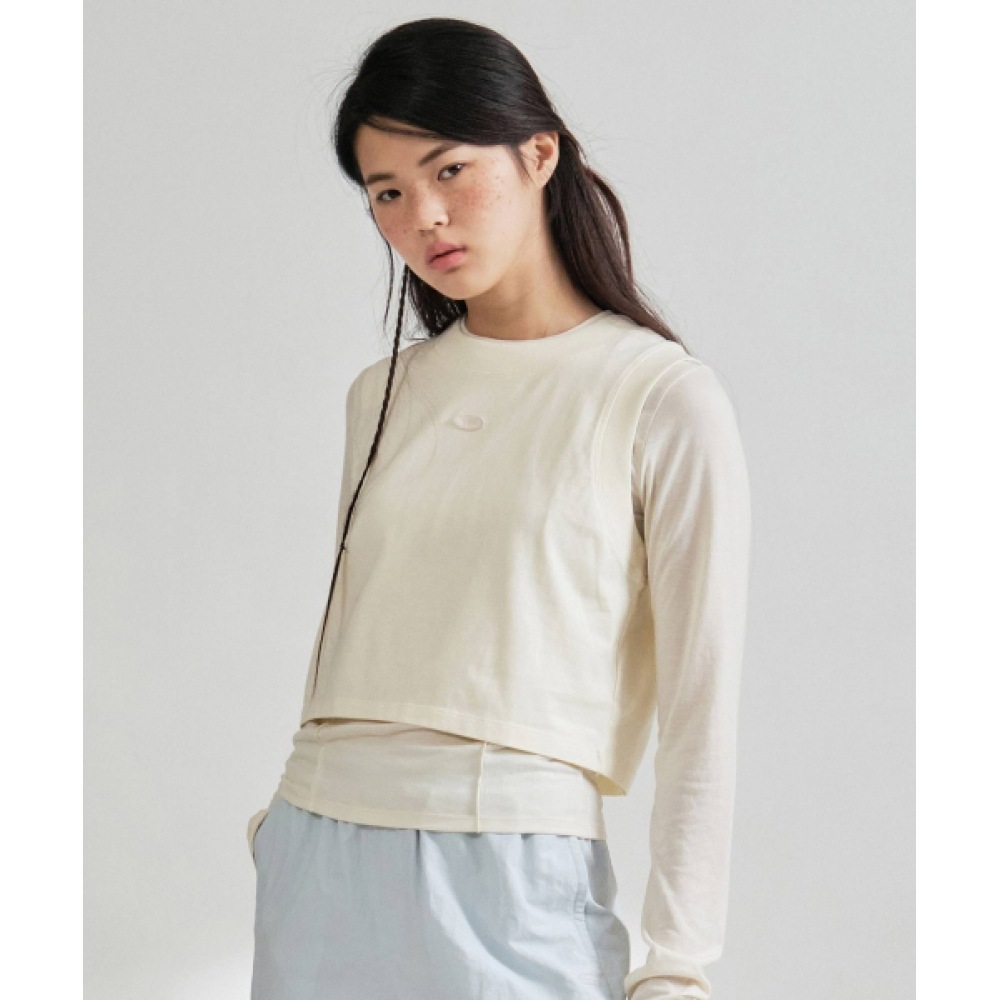 COVERNAT ウーマンクロップリップノースリーブクリーム