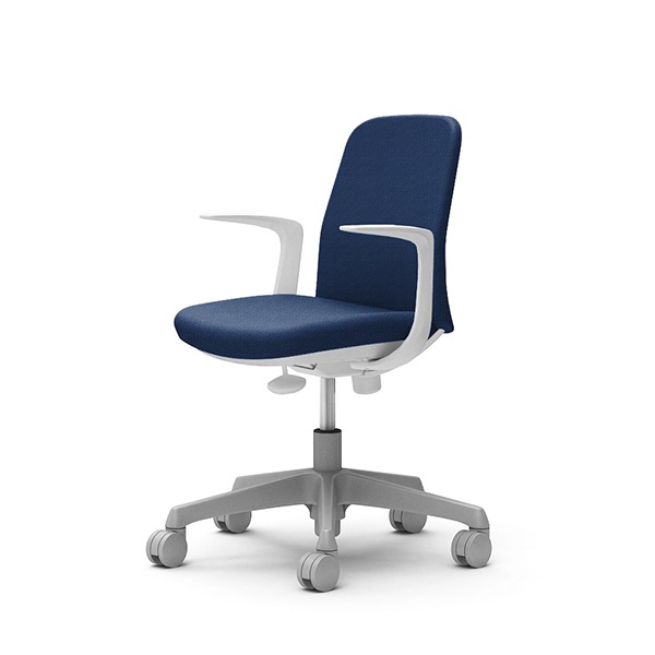 【納期約45日】オカムラ CD23BW FZH3 ミディアムブルー Lives Entry Chair [オフィスチェア デザインアーム 5本脚(コンパクトタイプ) ホワイトボディ]