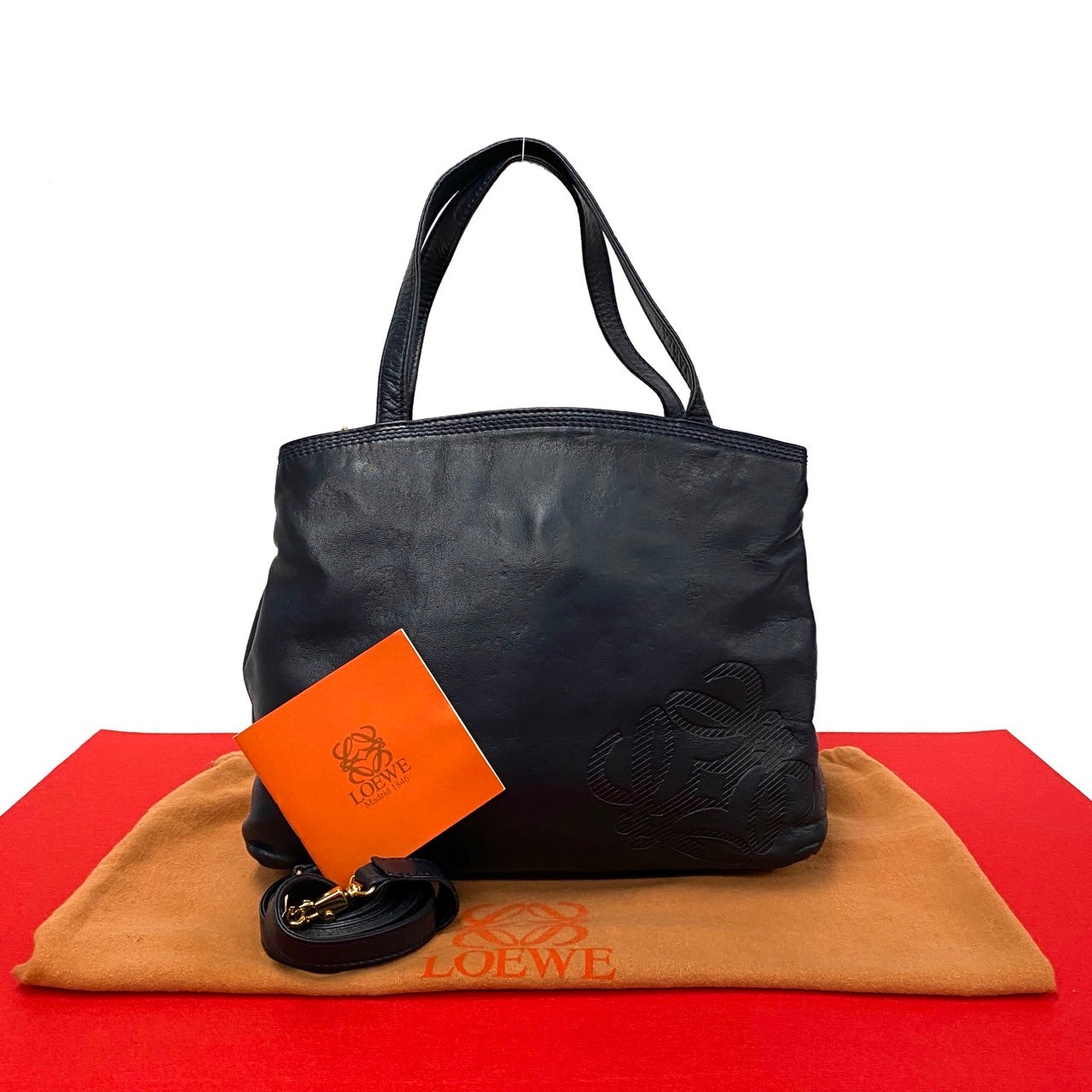 アナグラム ロゴショルダーバッグ レザー ネイビー 347-8